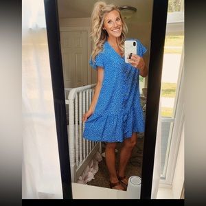 Blue Casual Dress with Buttons